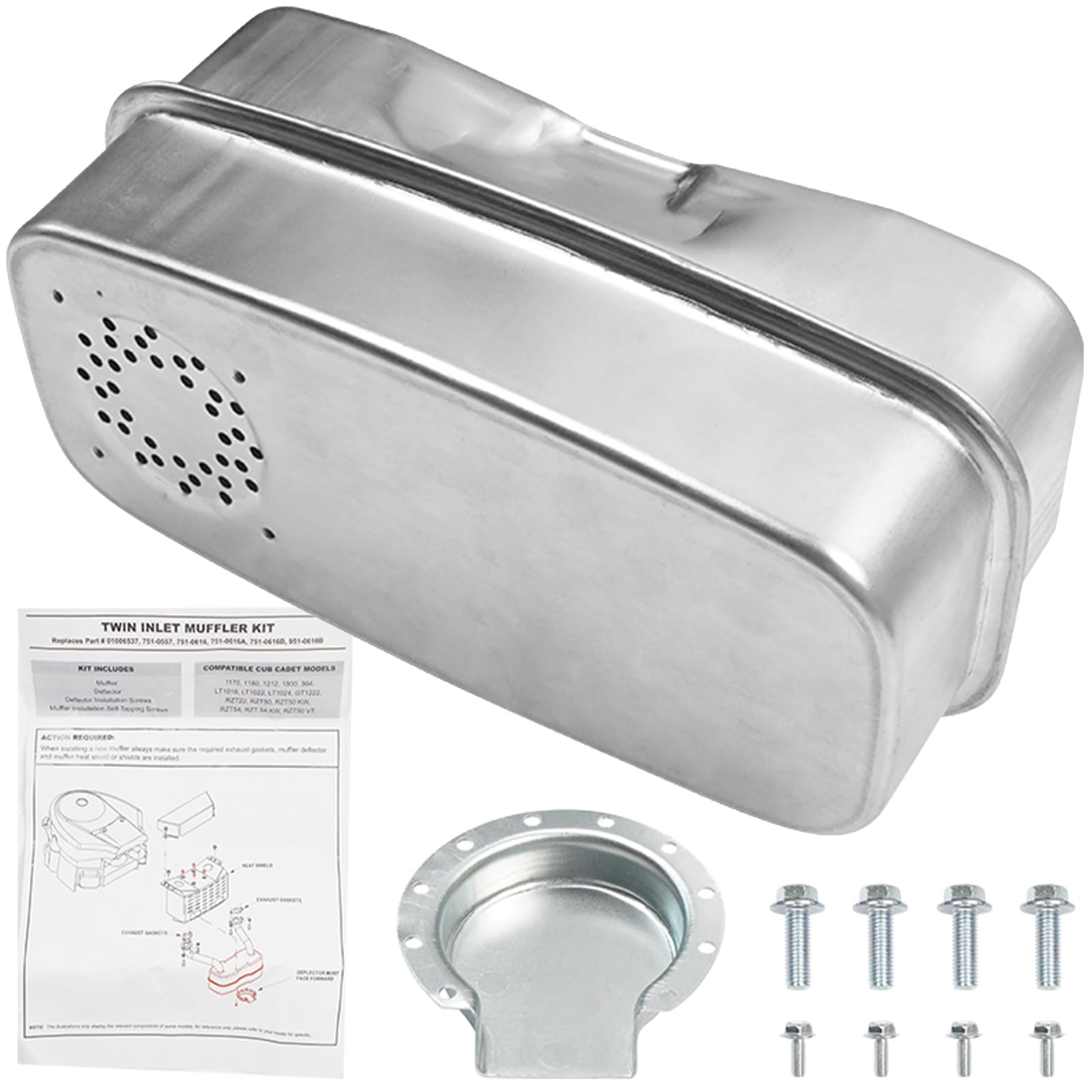 Silencieux d'échappement de rechange, installation facile, double entrée d'échappement pour tondeuse en alliage GT1222 RZT22 RZT54 751-0616B 951-0616B