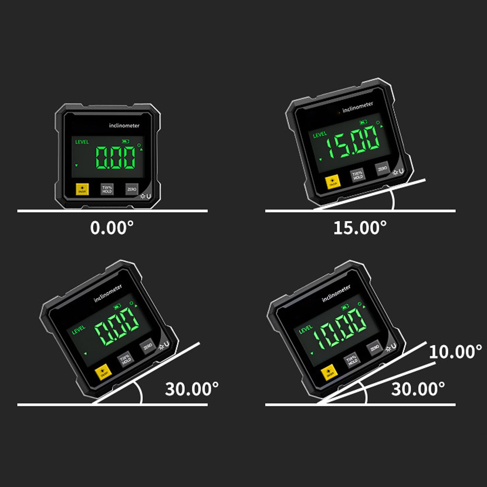 Luminis Precision X1 Rapporteur d'angle numérique à 4 côtés avec écran LCD pour le travail du bois