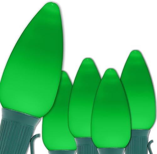 Miniatura 30 de Wintergreen Lighting 25 C9 OptiCore LED Luces Comerciales de Navidad para Exteriores – Luces de Cadena de Navidad de Servicio Pesado; Cable Verde