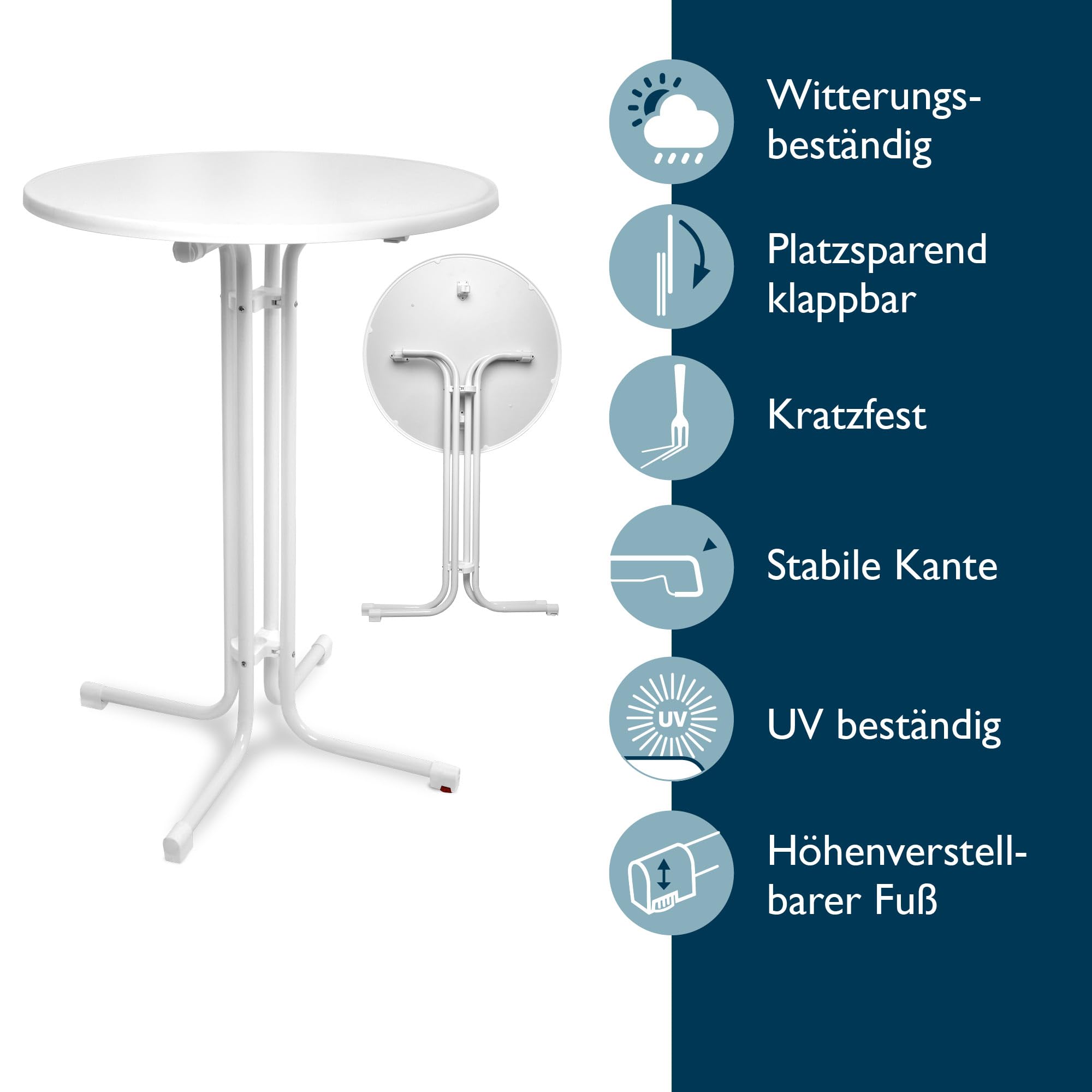 Beautissu 2er Set Stehtisch klappbar Stabiler Outdoor Bistrotisch