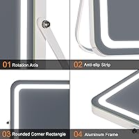 Vista 8 de Hasipu Espejo de Maquillaje LED con Altavoz Bluetooth, Espejo de Tocador de 14" x 10" con Luces, 3 Modos de Luz, Control Táctil Inteligente