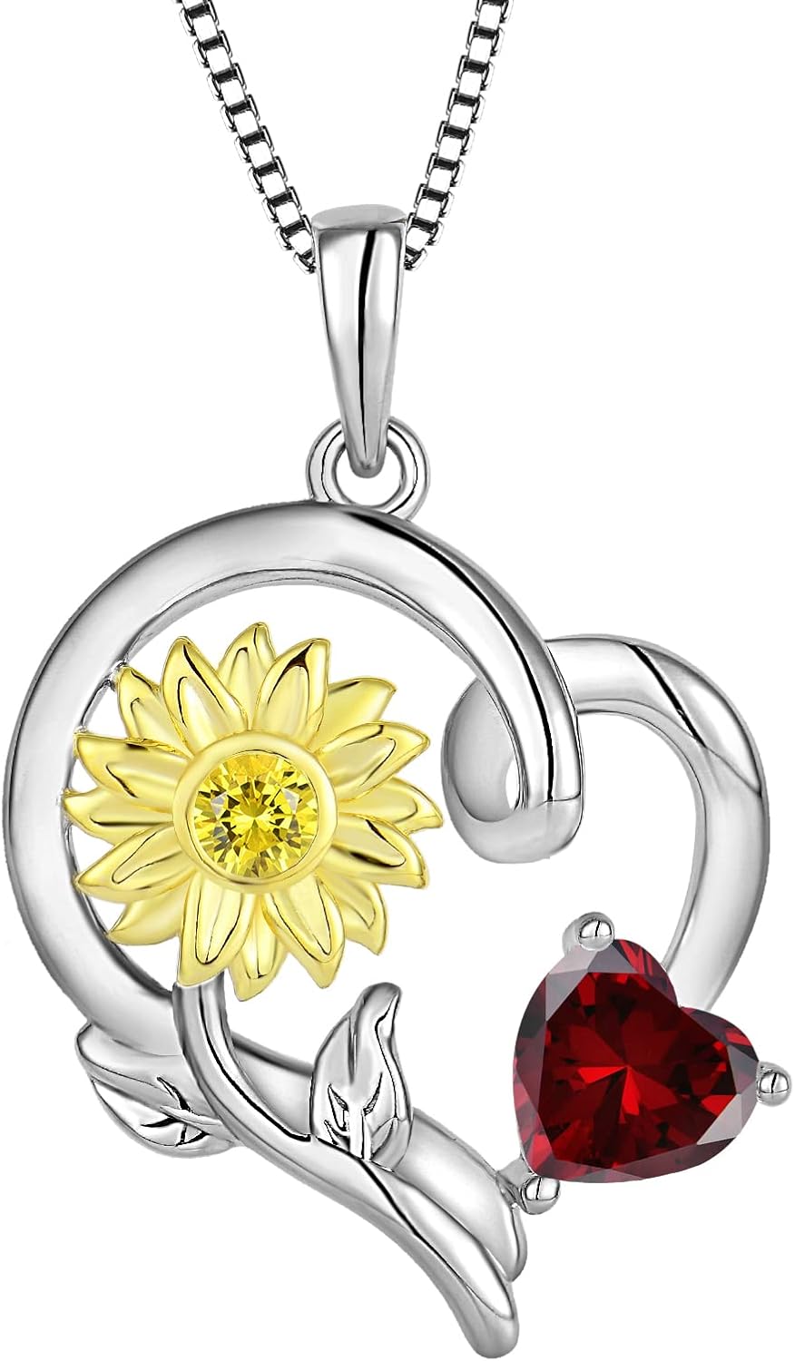 Sunflower Necklace Women's Necklace 925 Sterling Silver Heart Shaped Necklaces Birthday Jewelry Sunflower Gifts for Women