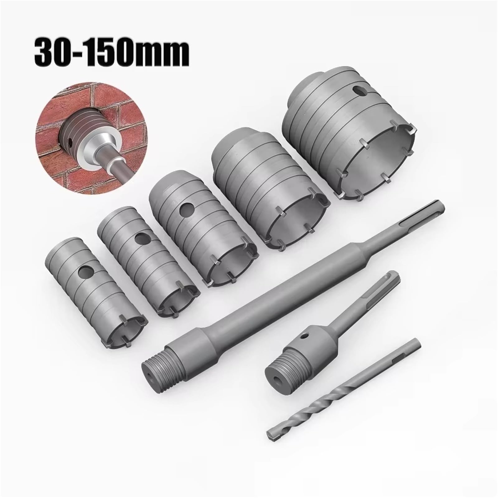 1Pc 30-150mm Drilling Crown For Concrete Wall Hole Saw SDS PLUS Hammer Drill Bit Set With Round Shaft Cement Stone Cutter Tool(105mm)
