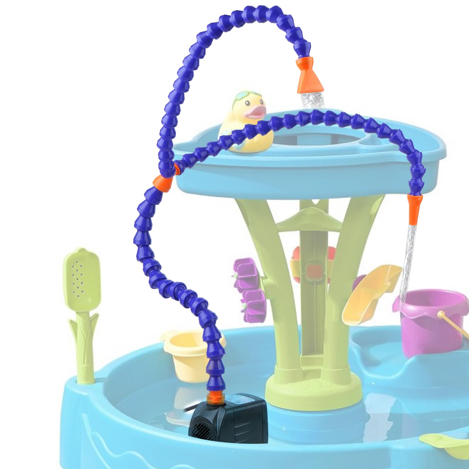 JYNTERPLAY Kids Water Pump for Step2 Water Table with 2 Nozzles Flexible Spray Tubes for Summer Outdoor Activities
