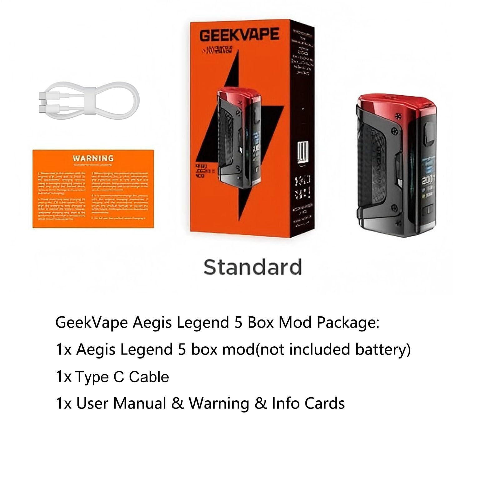 GEEKVAPE Aegis Legend 5 Mod |200W Various Working Mode: ECO/SMART/NORMAL/CUSTOM/TC Support, Support Z Sub Ohm Tank/Z Nano 2 Tank/Z Fli 2 Tank, (No Tank/No Coil) (Frost Silber)