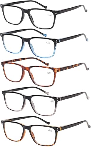 JOSCHOO Paquete de 5 lentes de lectura para hombres y mujeres, bisagras de resorte, anteojos cĂłmodos para leer (5 mezclas, 1.0 medianas) JOSCHOO Paquete de 5 lentes de lectura para hombres y mujeres, bisagras de resorte, anteojos cĂłmodos para leer (5 mezclas, 1.0 medianas)