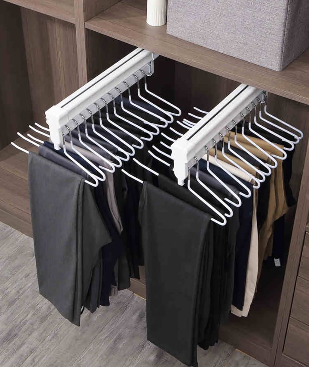 Riel telescópico para ropa para guardarropa, percha para ropa extraíble Base de metal ajustable de 26-61 cm, barra de armario extensible Ahorro de espacio - Blanco (Size : 41cm/16.1in)