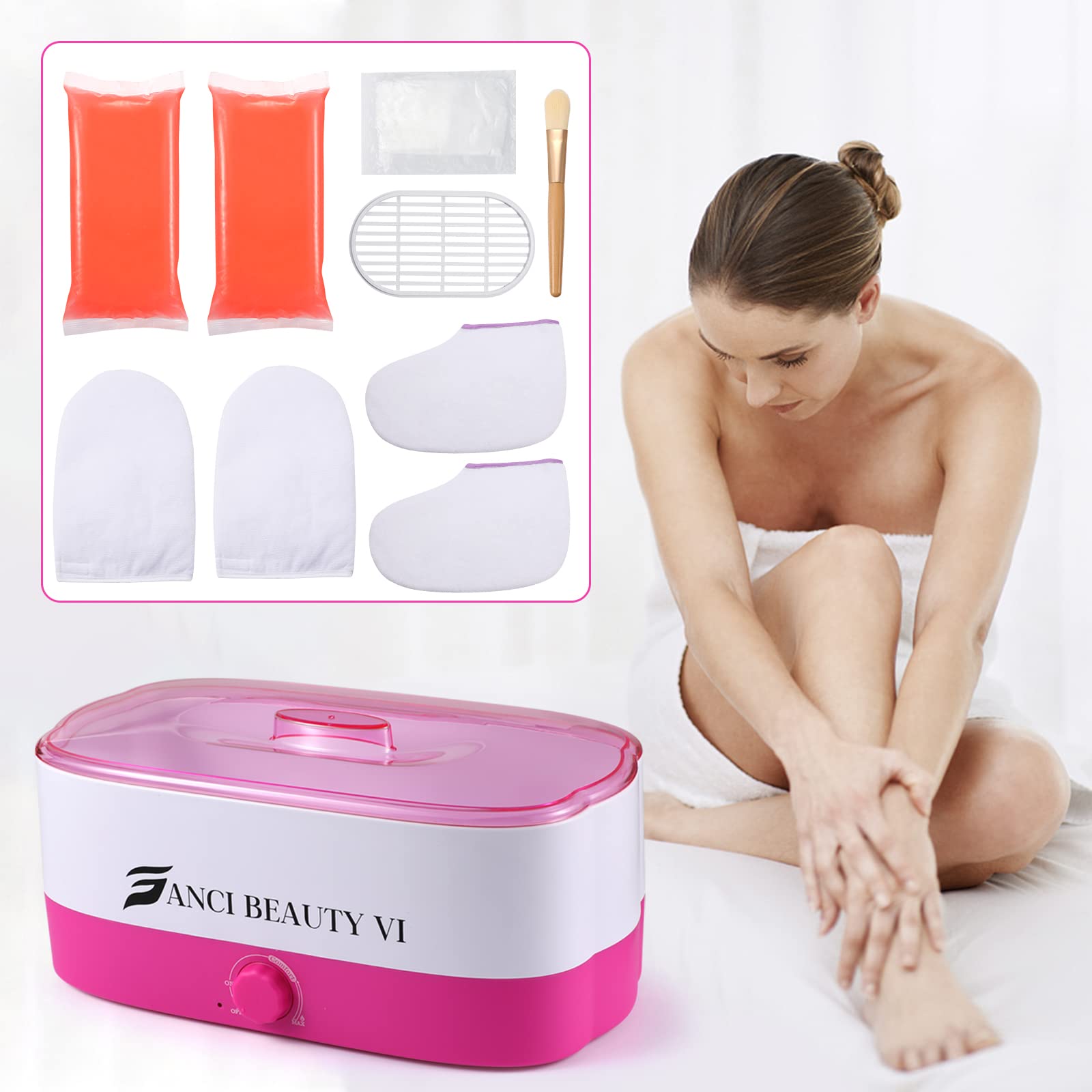 Parafin Wax Machine with Paraffin Peach Wax for Hands and Feet, 3000ml Hand Wax Machine for Arthritis, Hot Wax Hand Therapy Machine for Paraffin Bath, Paraffin Wax Warmer Moisturizing Kit