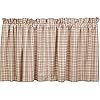 Vhc brands tacoma plaid cotton rustic kitchen curtains rod pocket 24×36 tier pair creme white  urban country home decor