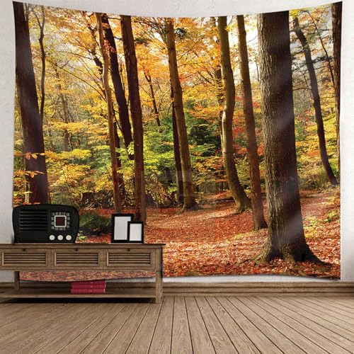 Tenture murale automne et deco foret pour habiller un mur de salon