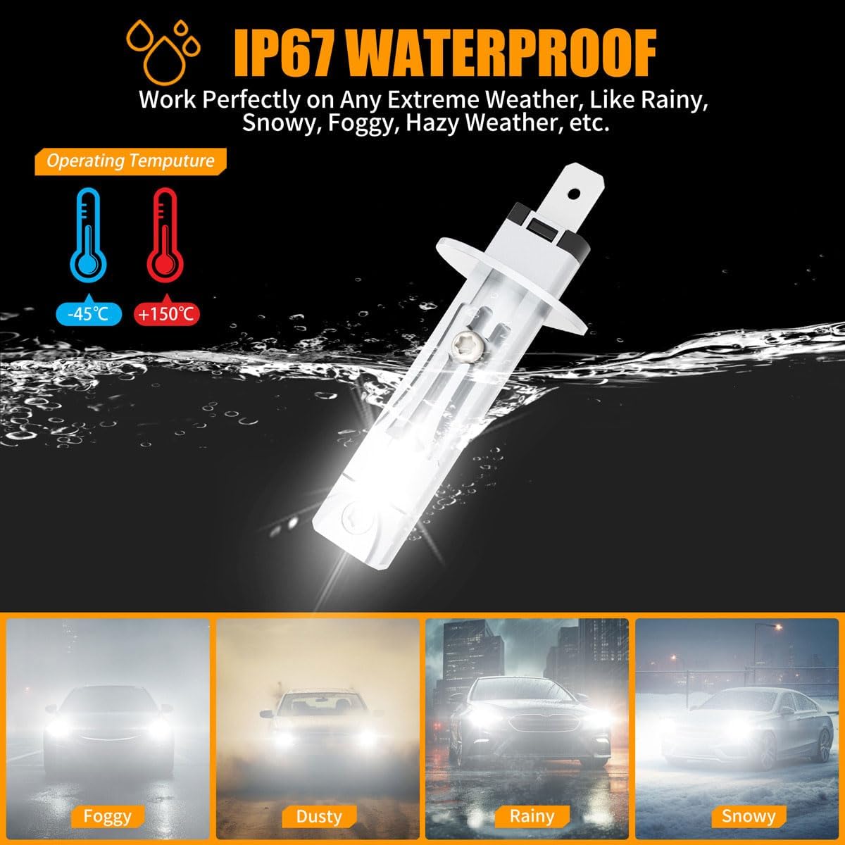 Light Bulbs for Mazda 6 2003-2008, High Low Light Bulbs, 50000 Hours Lifespan, 6500K Cool White, Plug and Play, 4 PCS