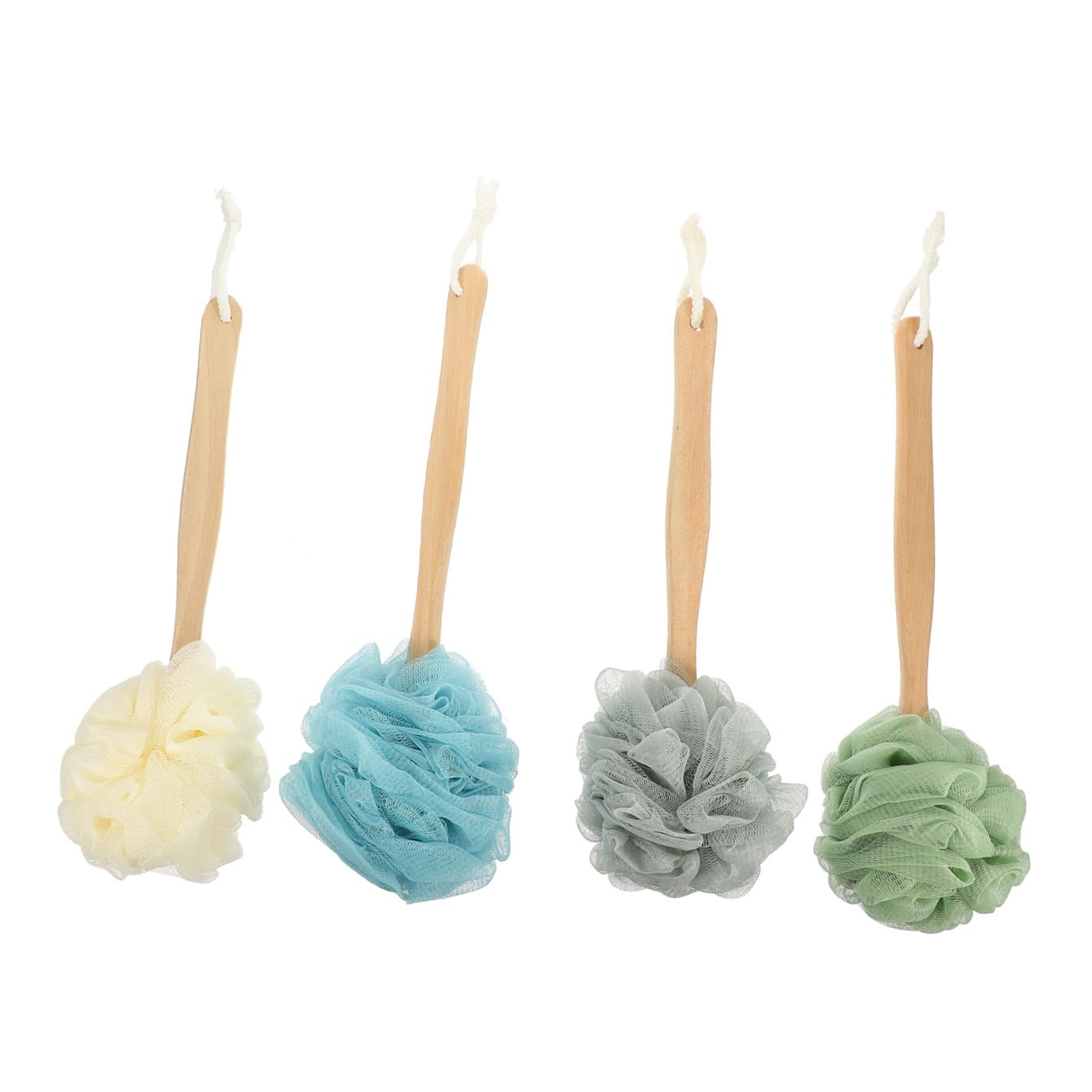Cepillo de Baño Paquete de 4 Piezas y Mango Largo de Madera y Cerdas de Nailon para Exfoliar y Limpiar la Espalda para Adecuado para Ducha y Cuidado Personal Ducha Cuidado Personal