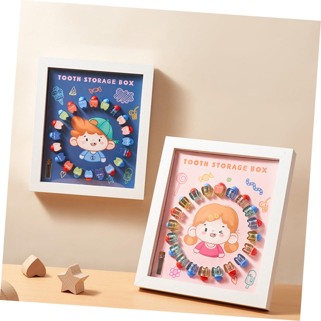 Babyzahnbox aus Abs mit Kreativem Fotorahmen zum Aufbewahren von Milchzähnen Zahnaufbewahrungsdose für Kinder als Schönes Geschenk und Andenken