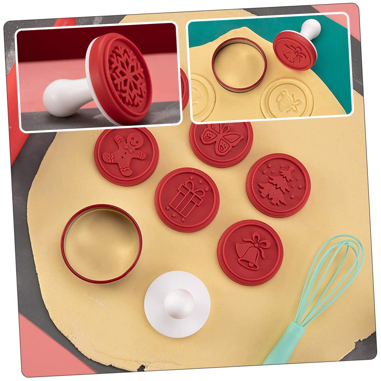TOPBATHY 4 Juegos sello de galleta Molde de torta dulce de chocolate molde para hornear kitchen gadgets accesorios cocinita galletas decoración chocolate moldes de silicona páginas rojo