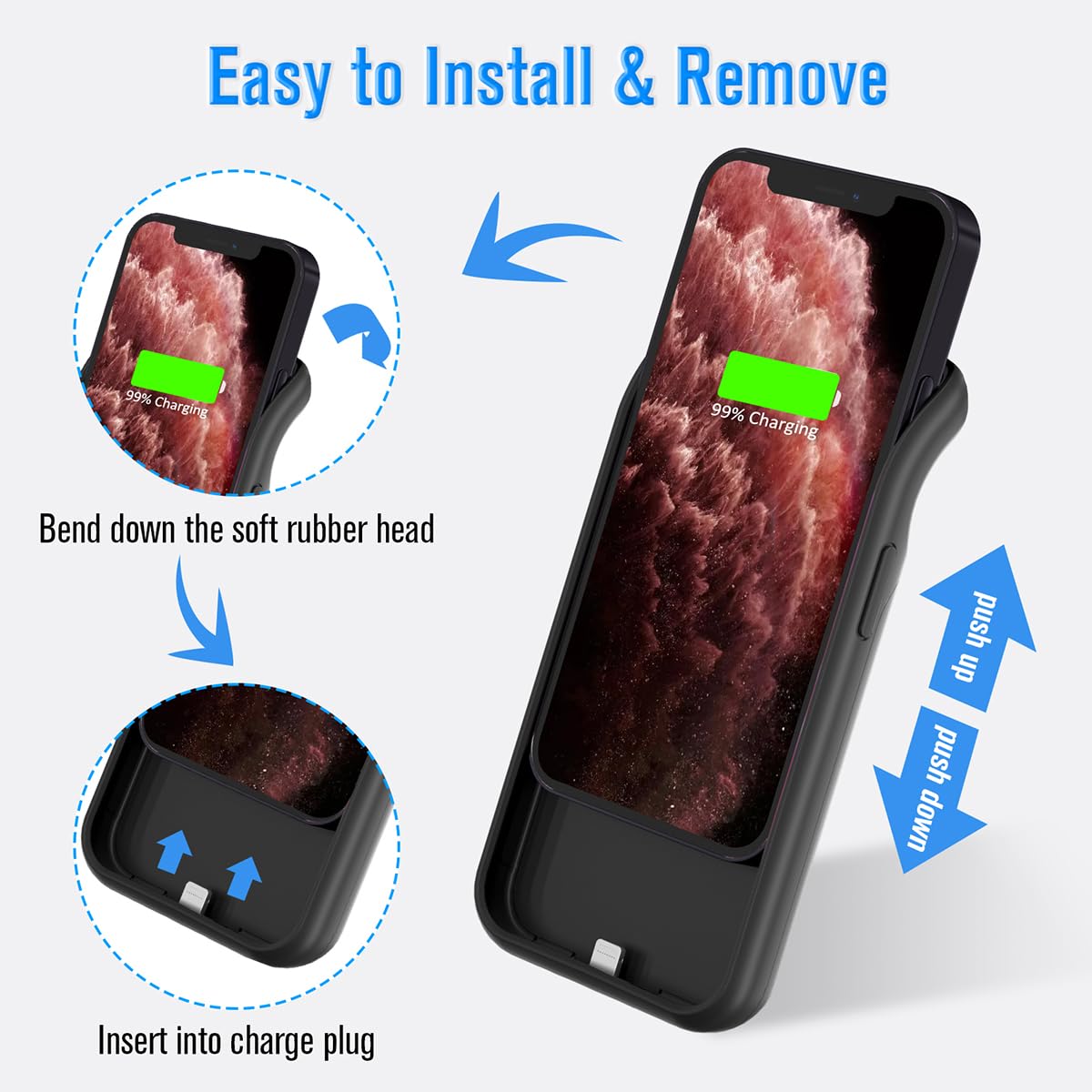 Funda de batería para iPhone 11 Pro [5000mAh] Funda de carga portátil, protectora y recargable para iPhone 11 Pro (5.8 Pulgadas)