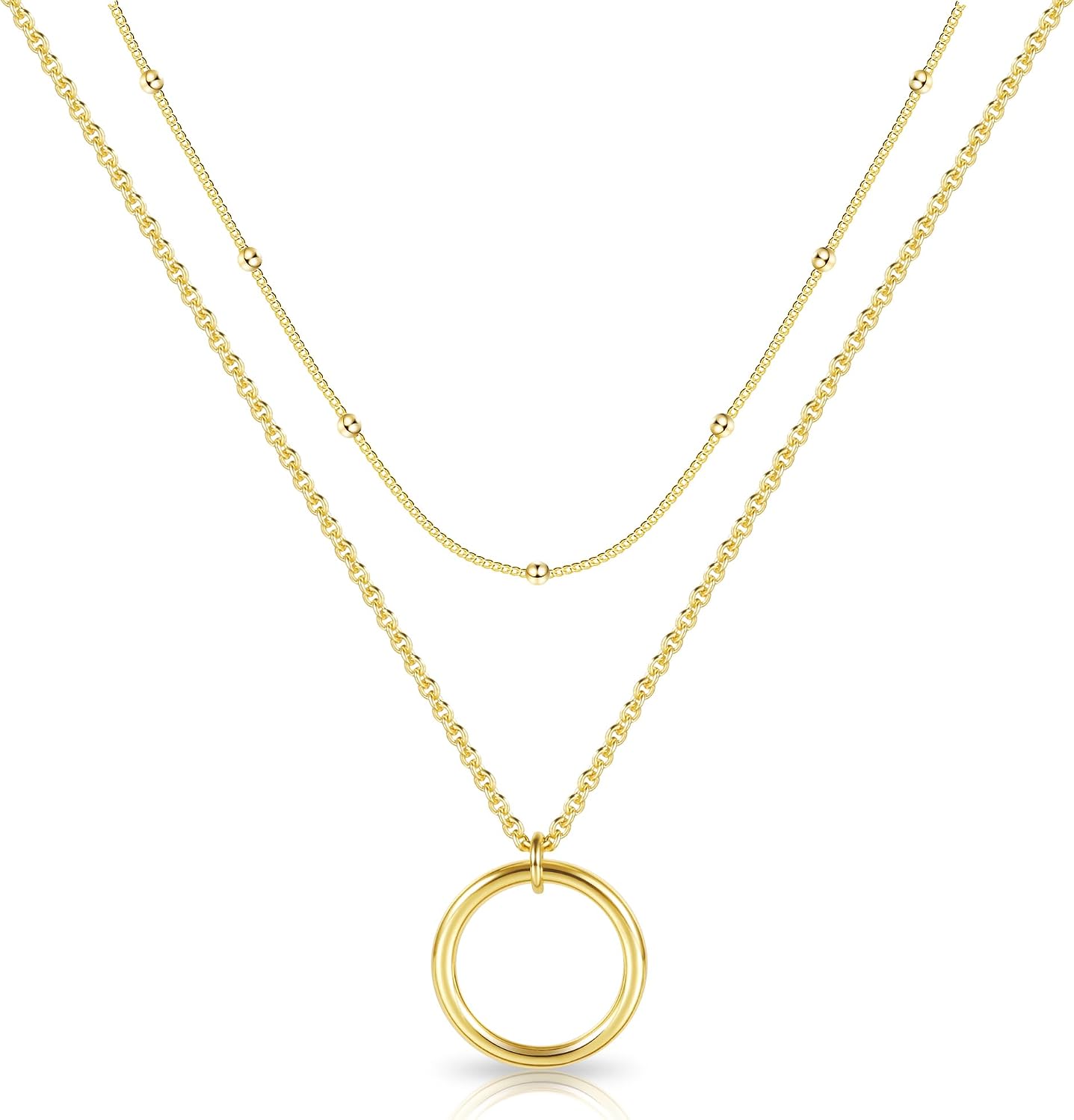 ALEXCRAFT Collana Donna Multistrato Oro/Argento: Cuore Con Zirconi, Regolabile, Ipoallergenica