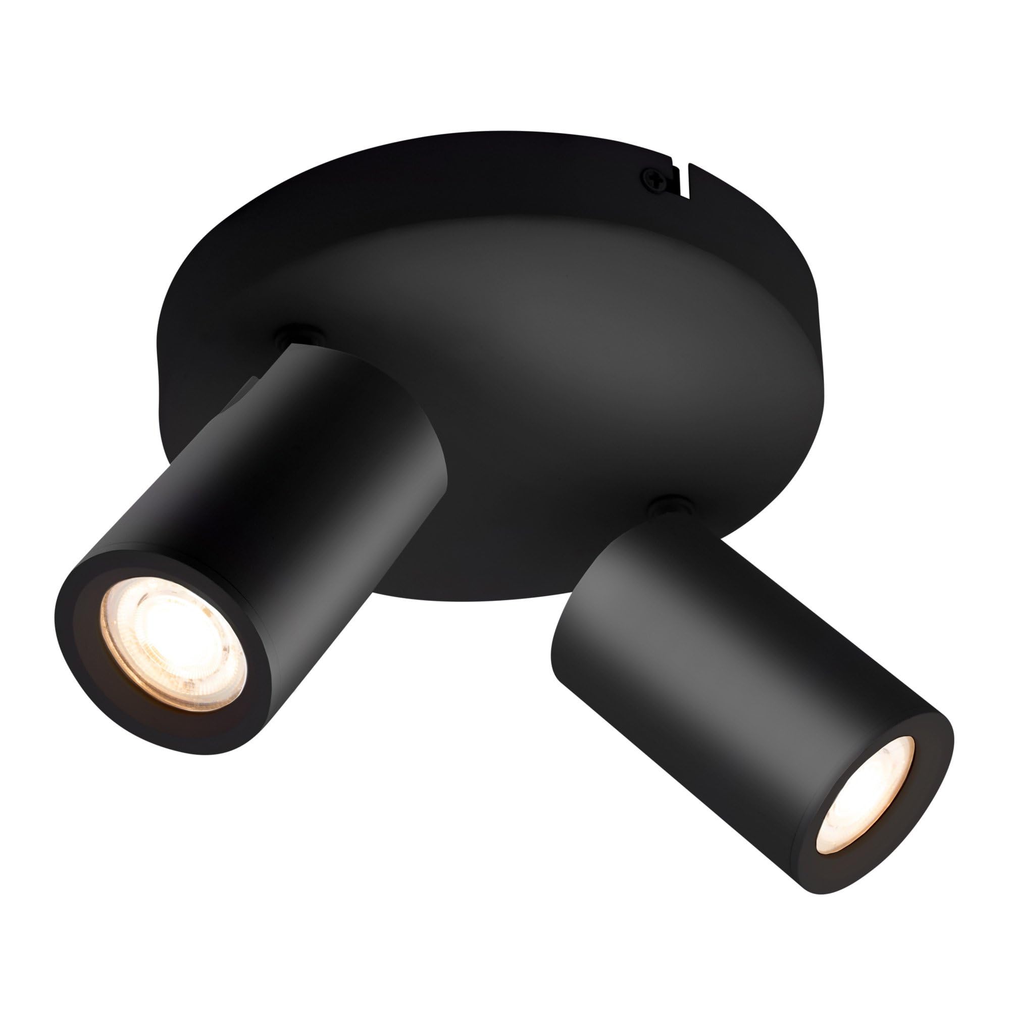 Ledvion Black - Ceiling Spotlight Led 2 Lights, Dimmable, 3W, 2700K, Square, Tiltable, Gu10 Socket White Bulb, Ip20