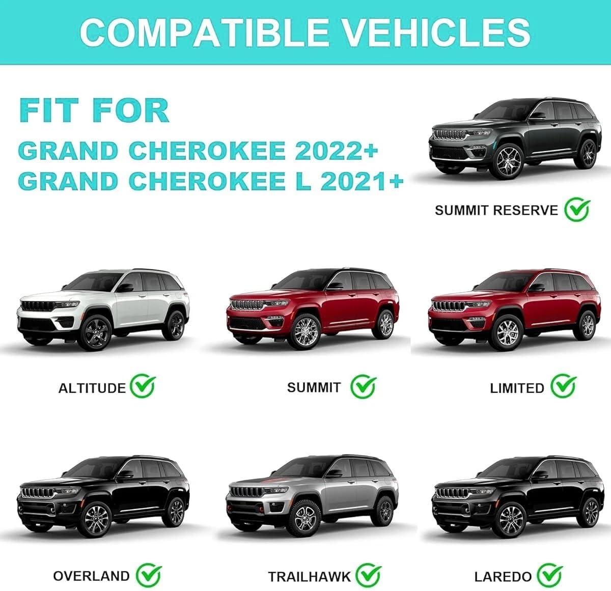 2pcs Heavy Duty Aluminum Alloy Black Cross Bars fit for Jeep Grand Cherokee 2022-2026 Roof Rail Rack Crossbars