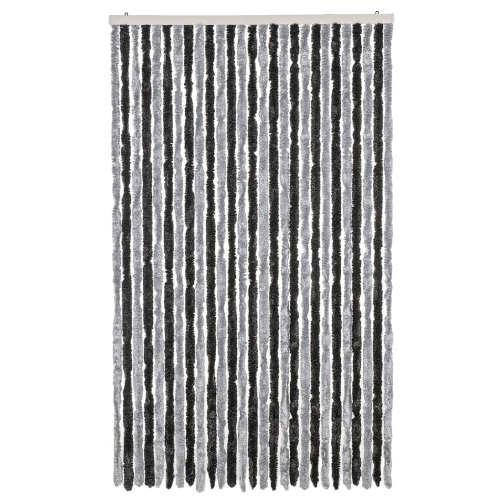 Tenda antimosche in ciniglia, grigio e nero, 118 x 220 cm | Rimovibile, facile da pulire, isolamento termico, privacy, per porta di casa o roulotte