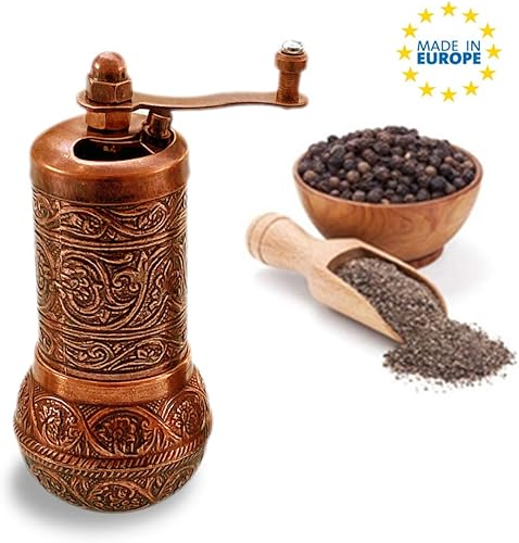 Miniatura 3 de Molinillo de sal y pimienta negra, molinillo de especias recargable, molinillo de pimienta turca vintage, molinillo de sal auténtico con grosor