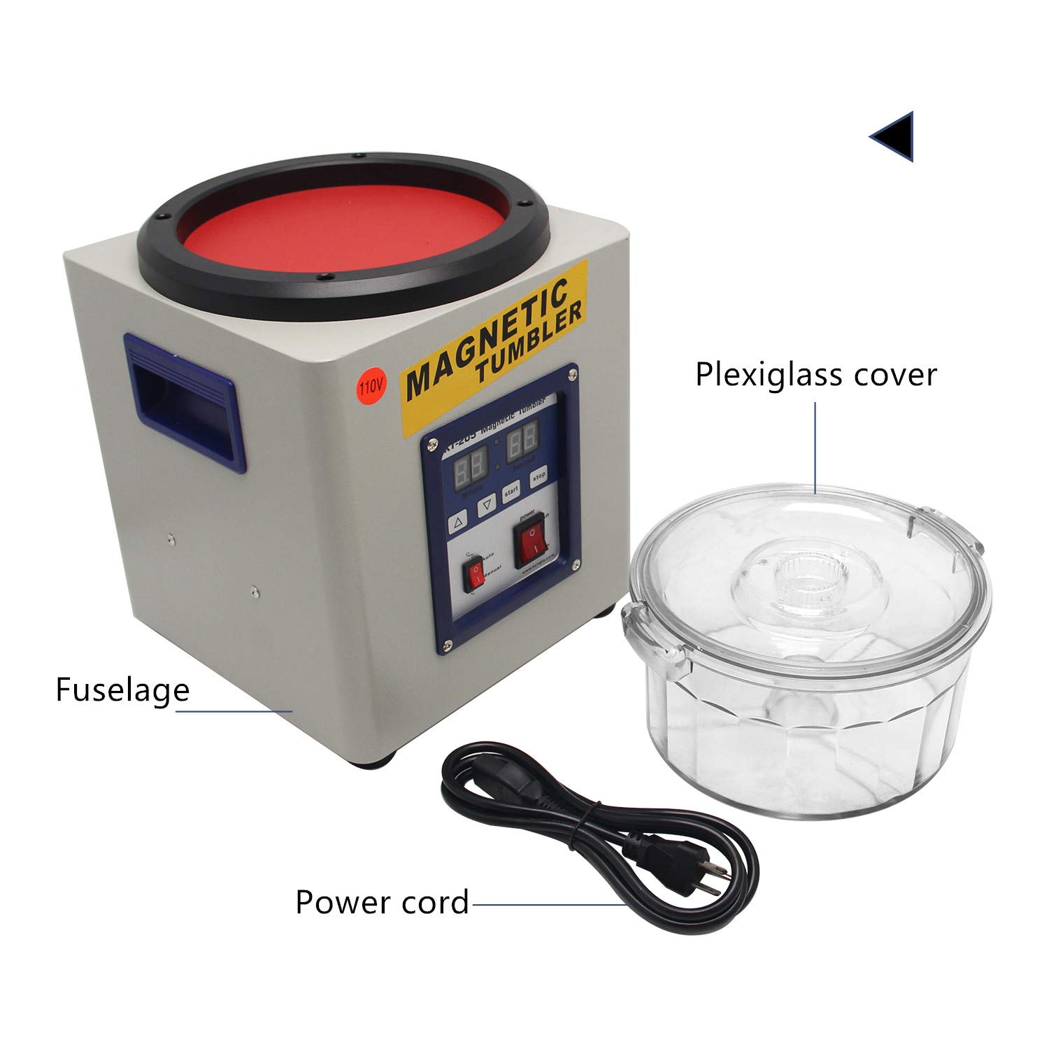 NEWTRY KT-205 Digital Display Magnetic Tumbler Jewelry Polisher Finisher Super Finishing Polishing Burnishing Machine 2800RPM (110V)