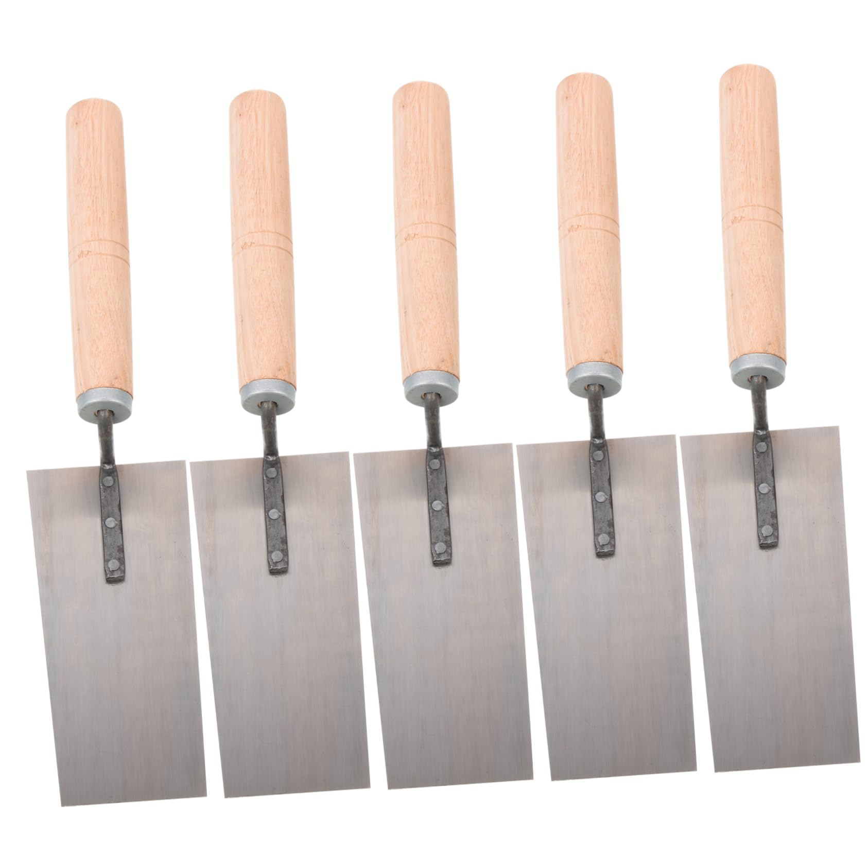 Cazzuola per Finitura in Acciaio Inox Manico in Legno, 5 Pezzi | Spatola Intonacatrice e Frattazzo per Intonaco, per Cemento e Gesso, Set Professionale Multiuso
