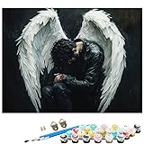 Malen Nach Zahlen Erwachsene Engel Flügel, Malen Nach Zahlen Kinder ab 7 mit Pinseln und Acrylfarben DIY Ölgemälde Set Basteln Leinwand Bild Erwachsene für Home Deko 80 x 120 cm Ohne Rahmen L8-910