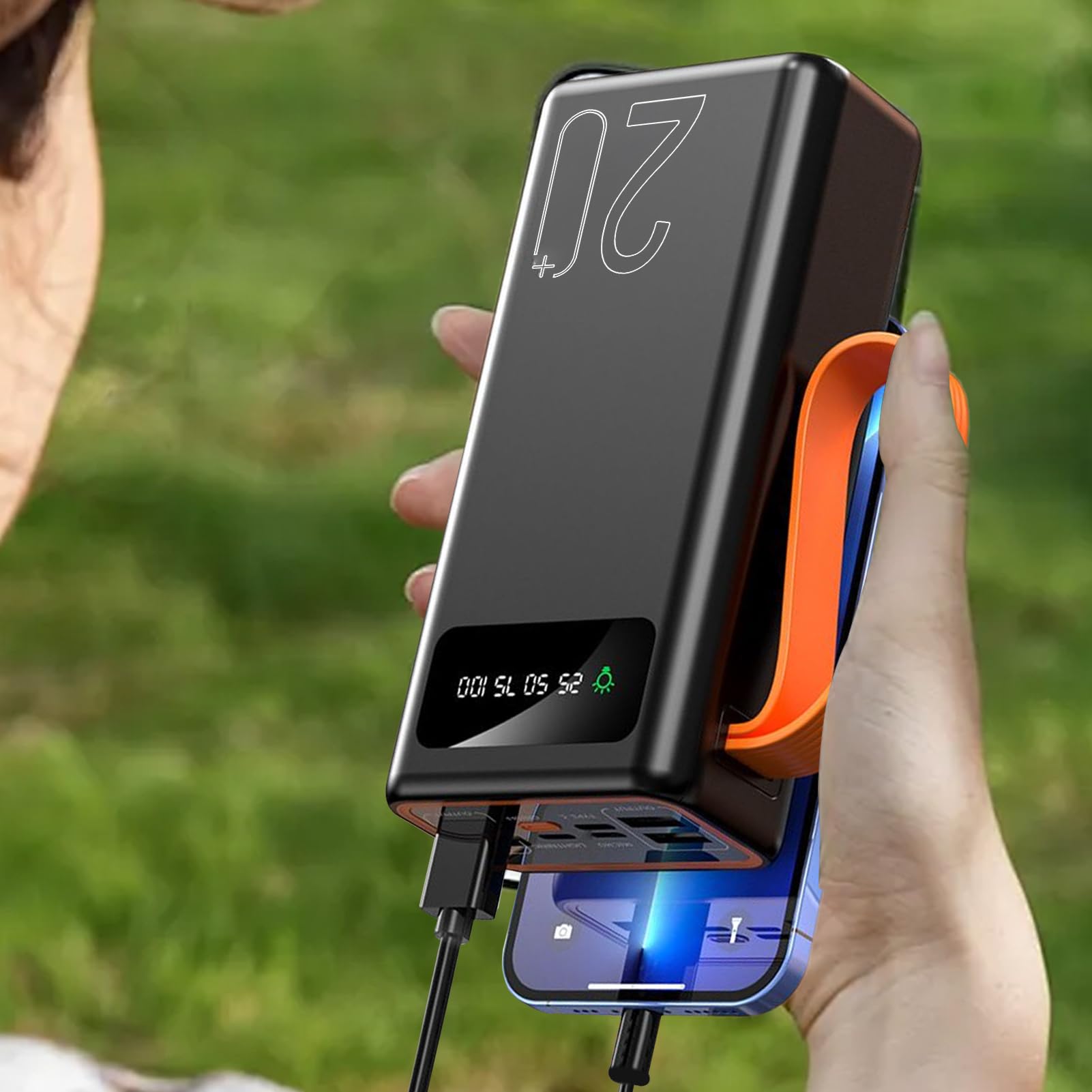 Power Bank Portatile con Pannello Solare Power Bank per Telefono e | Caricatore da Campeggio con Elevata Autonomia per Escursionismo Pesca e Attività Outdoor