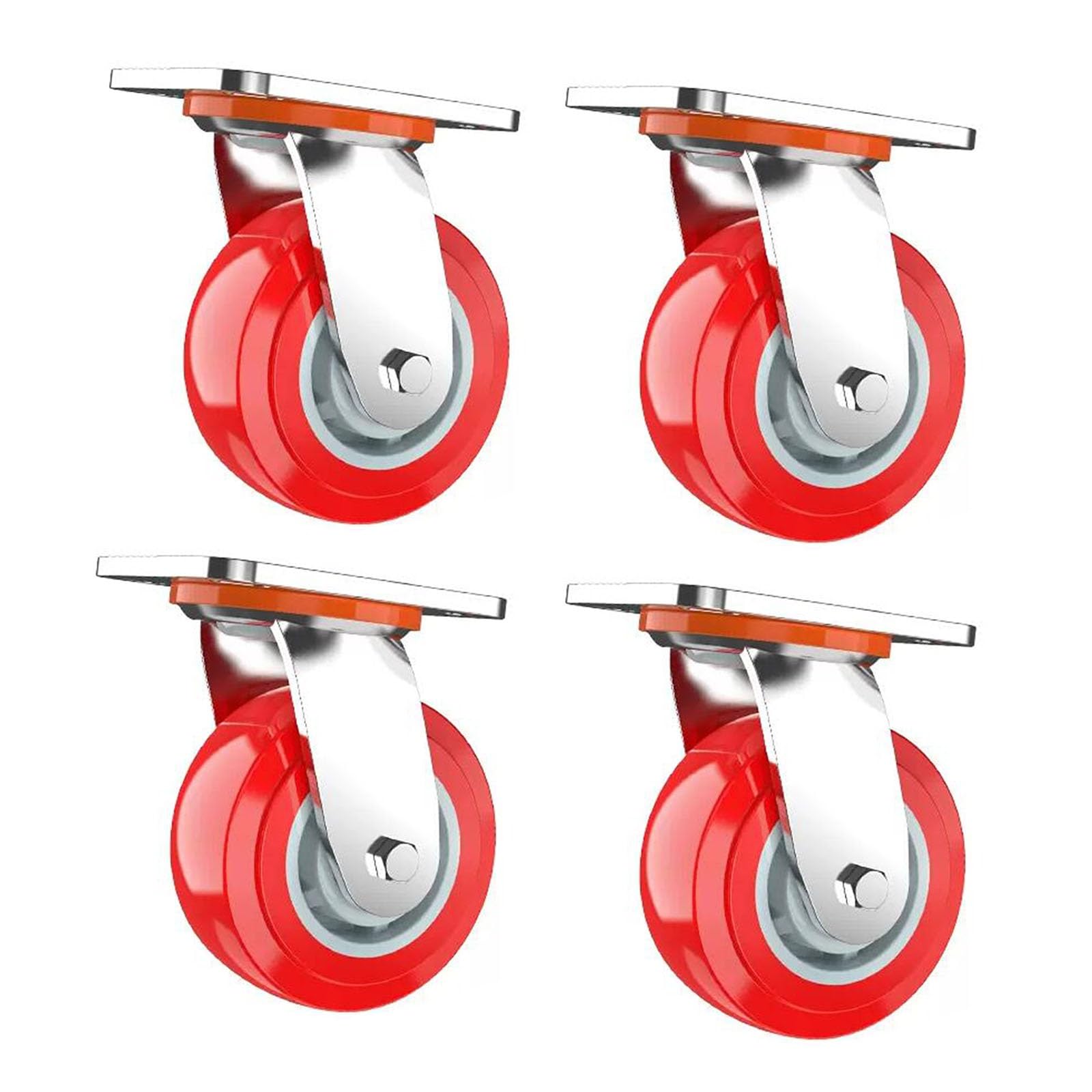 GBRJUYF Heavy Duty Polyurethane Swivel Caster Set - 4 Locking Industrial Wheels for Furniture & Workbench - Durable 4"/5"/6"/8" Sizes for Easy Mobility & Stability