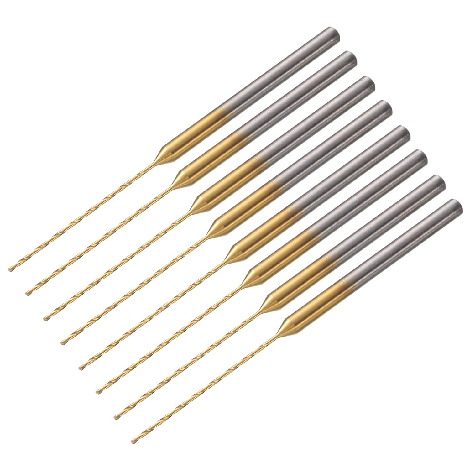 uxcell 8Pcs 0.6mm Mini Twist Drill Bit, Micro Engraving Drill Bits High-Speed Steel 2.35mm Shank Titanium Coated for DIY Resin, Amber and Wood