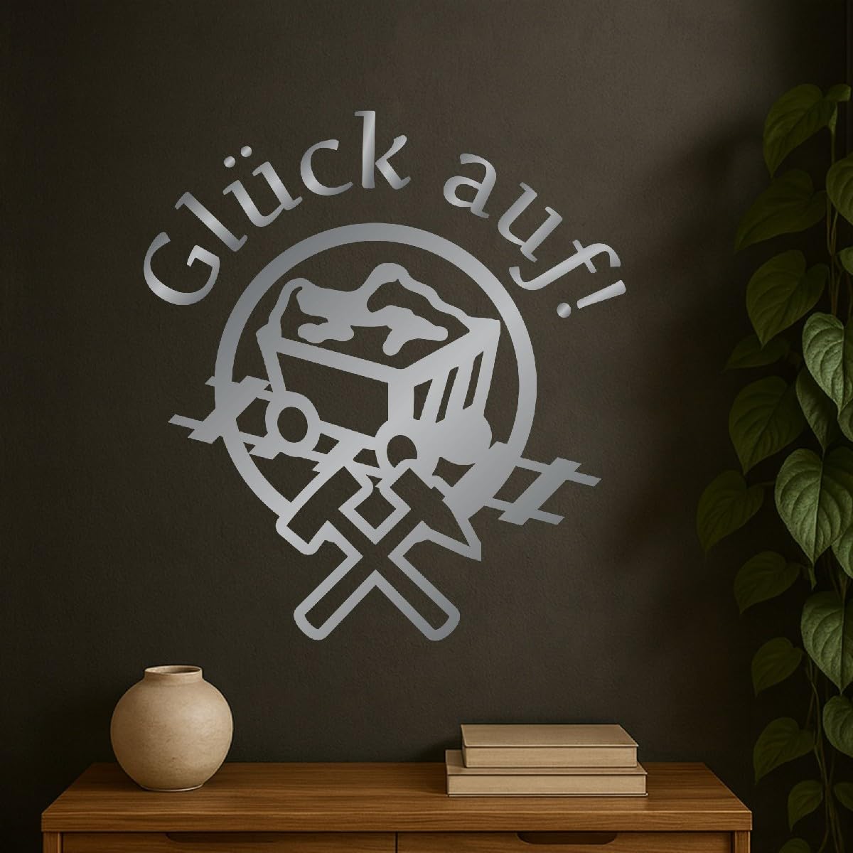 Wandtattoo Glück Auf - Steiger Schlägel Und Eisen Lore - Wanddeko Wandaufkleber - Schwarz 115 x 104 cm