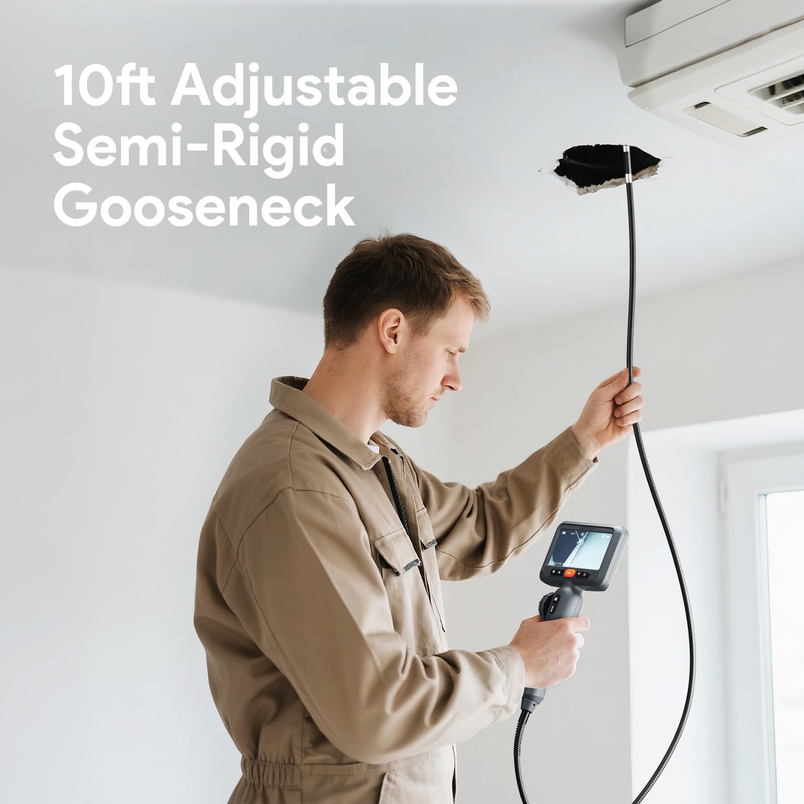 DEPSTECH Dual Lens Endoskopkamera mit Licht, 8,5mm Endoskop Beweglicher Kopf, 210° Drehbar Inspektionskamera, 1080P Rohrkamera, IP67 Flexible Kanalkamera Endoskop Kamera Kfz Werkzeug-3m
