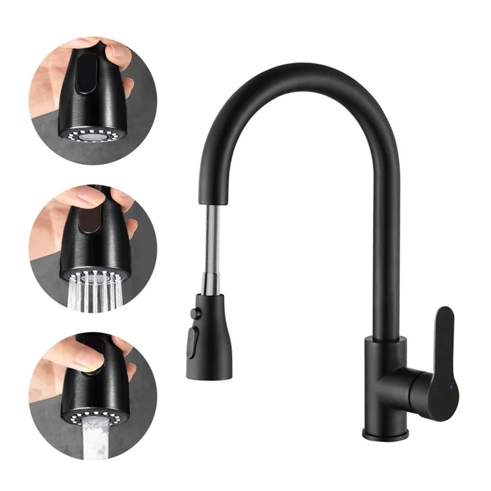Robinet cascade de cuisine mitigeur évier bec extractible trou unique chaud froid