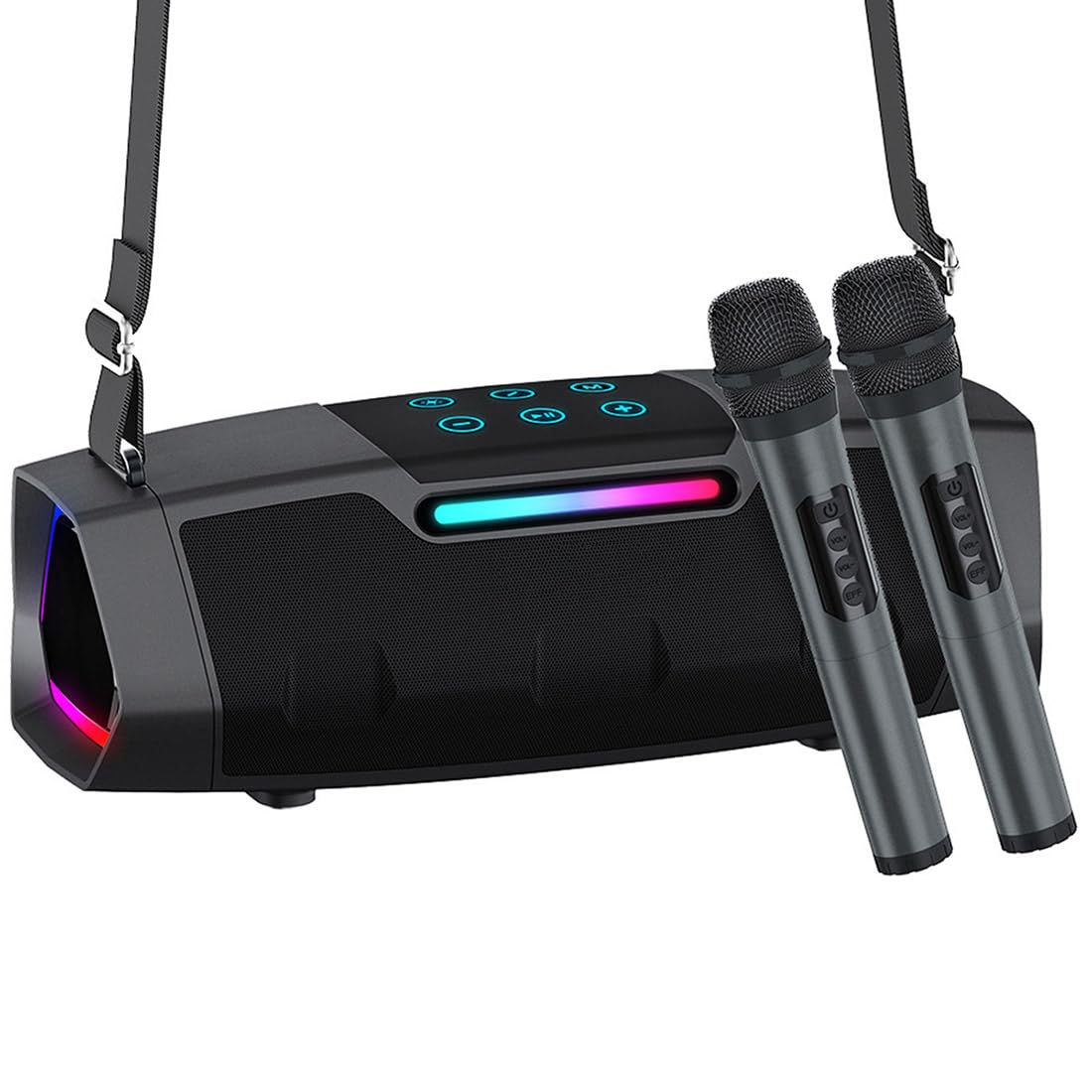 Karaoke Machine Portable for Adults Kids: 40W High Power Bluetooth Speaker with 2 Wireless Microphones Smart Noise-Reducing Long Battery Life - Supports AUX USB TF for Outdoor Home Travel Party
