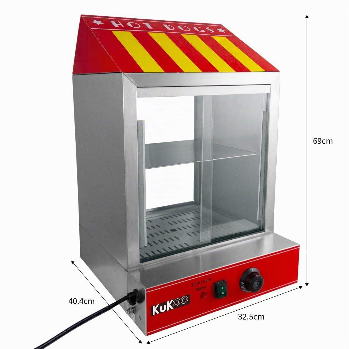 Cuiseur Vapeur Commercial pour Hot Dog Machine à Pain Saucisses 2000W En Acier Inoxydable à 2 Niveaux Température 30° à 110° Ajustable [Pince & Pot à Sauce GRATUITS] Parfait pour Fête, Cantine, Events