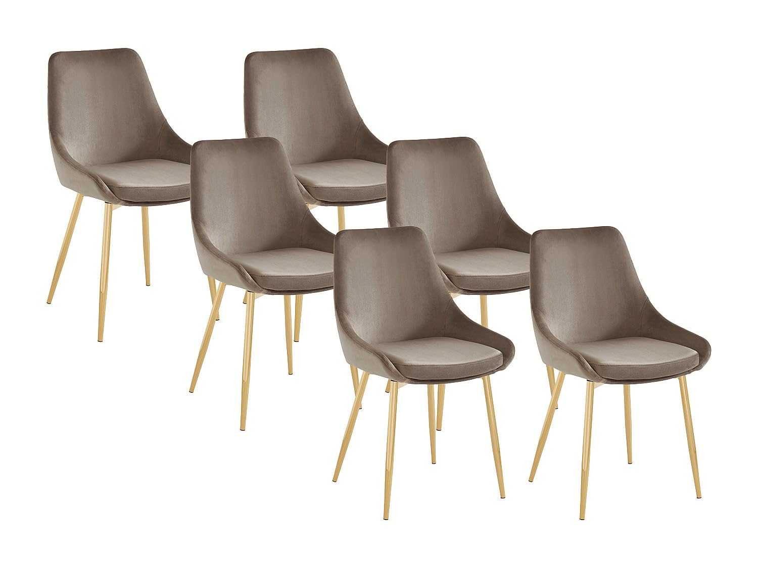Vente-unique Masurie 6 StÅhle ? Samt und vergoldetes Metall ? Taupe