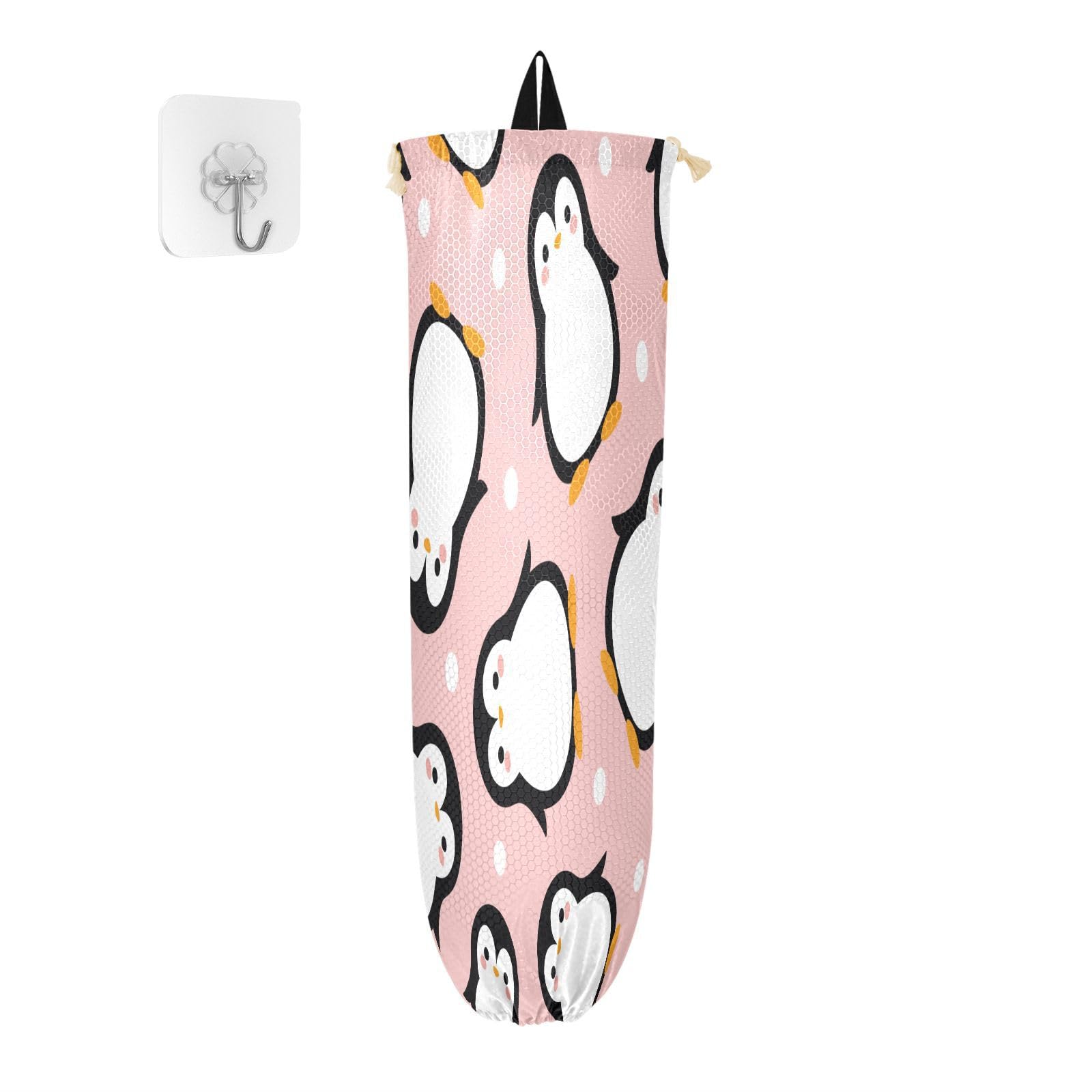 Porta sacchetti di plastica da appendere a forma di pinguino carino animale borsa della spesa organizzatore cucina cartone animato pois sacchetto di plastica di stoccaggio della spazzatura borsa della
