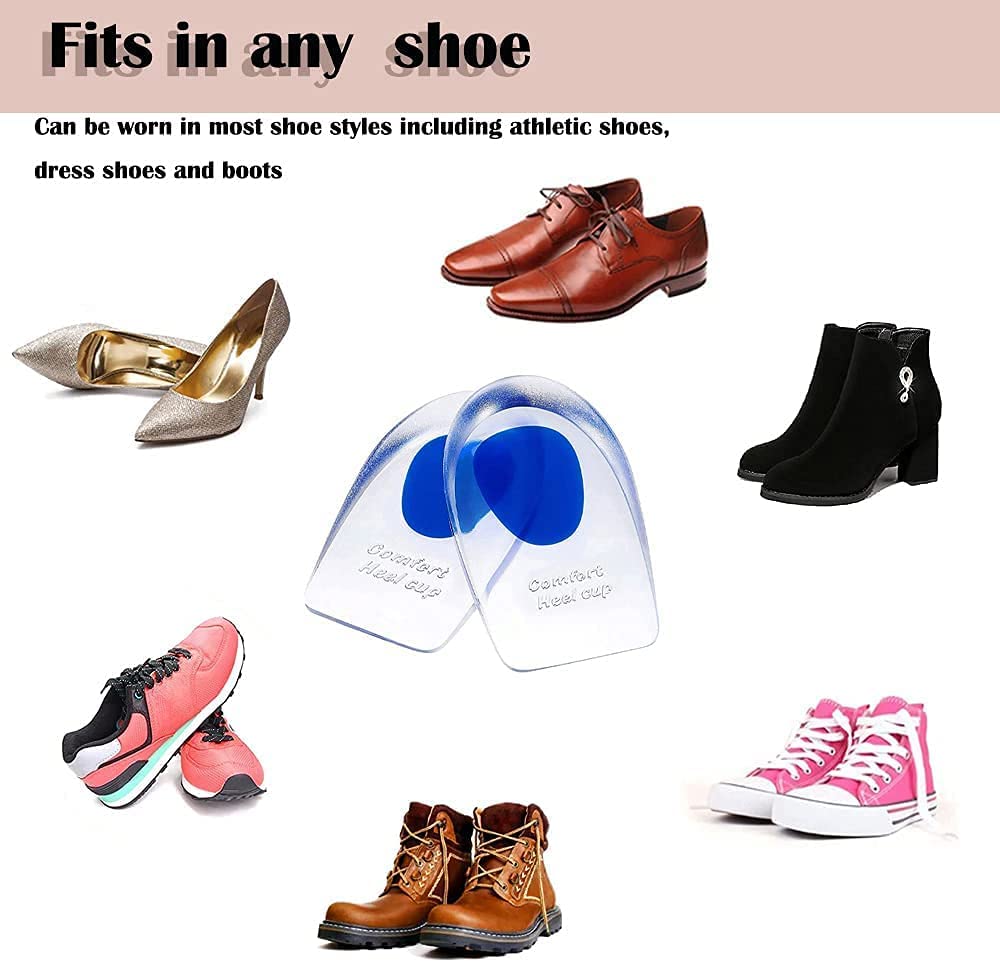 FYCAN Silicone Gel Heel Cups, Medical Grade Shoe Inserts,Silica Orthodontic Gel Pads Cushions Insole for Plantar Fascistic,Bone Spurs Pain Relief, Sore Heel Pain, Achilles Pain and Foot Care 4