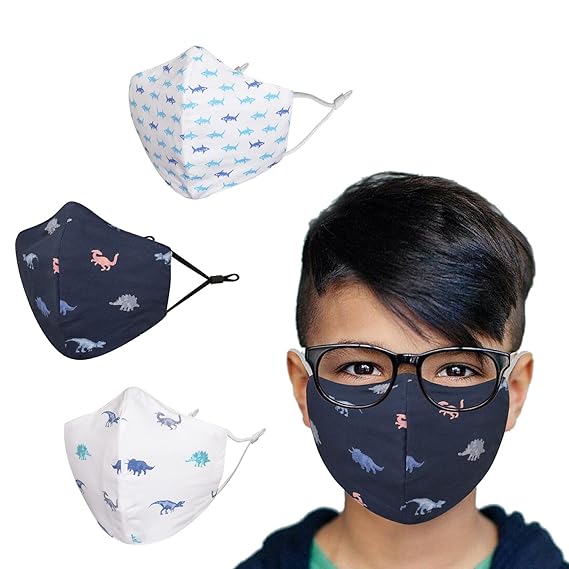 Milano Home 3-Pack Kids Face Mask, Reversible, Reusable, Washable, 7 Layer Protection with Adjustable Ear Straps, 3 Layered Skin Friendly Cotton Fabric, Fits Kids Ages 3-10, BFE > 97% (TESTED & APPROVED)