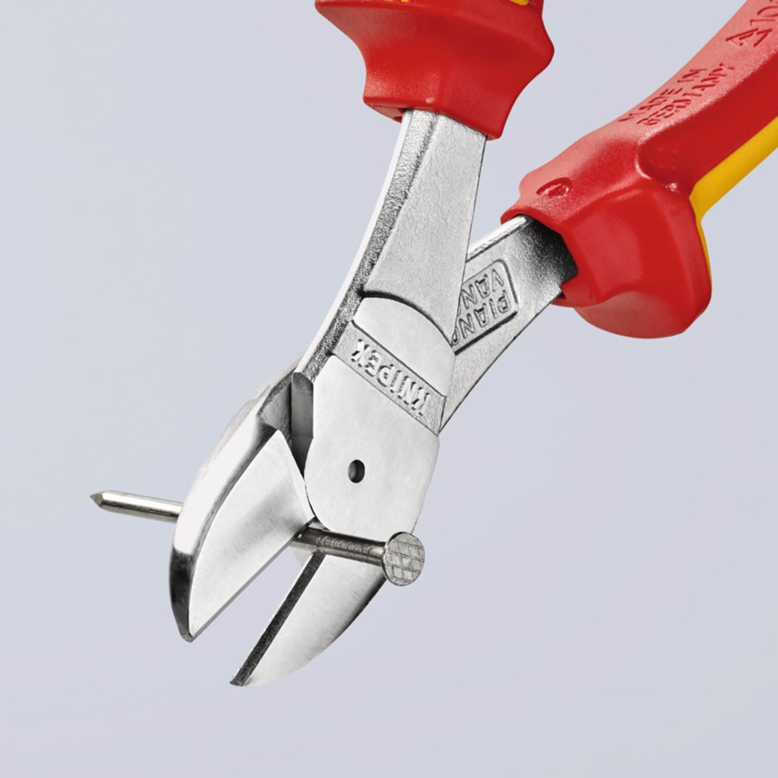 KNIPEX 74 06 200 SB VDE Insulated High Leverage Diagonal Cutter, 200mm, Red and Yellow - Image 2