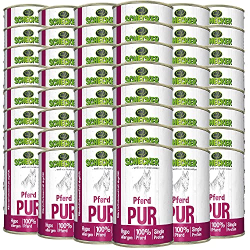 Schecker Nassfutter - 100% Pferd pur - getreidefrei - hypoallergen - echte, Reine Qualitätsware 48 x 410 g