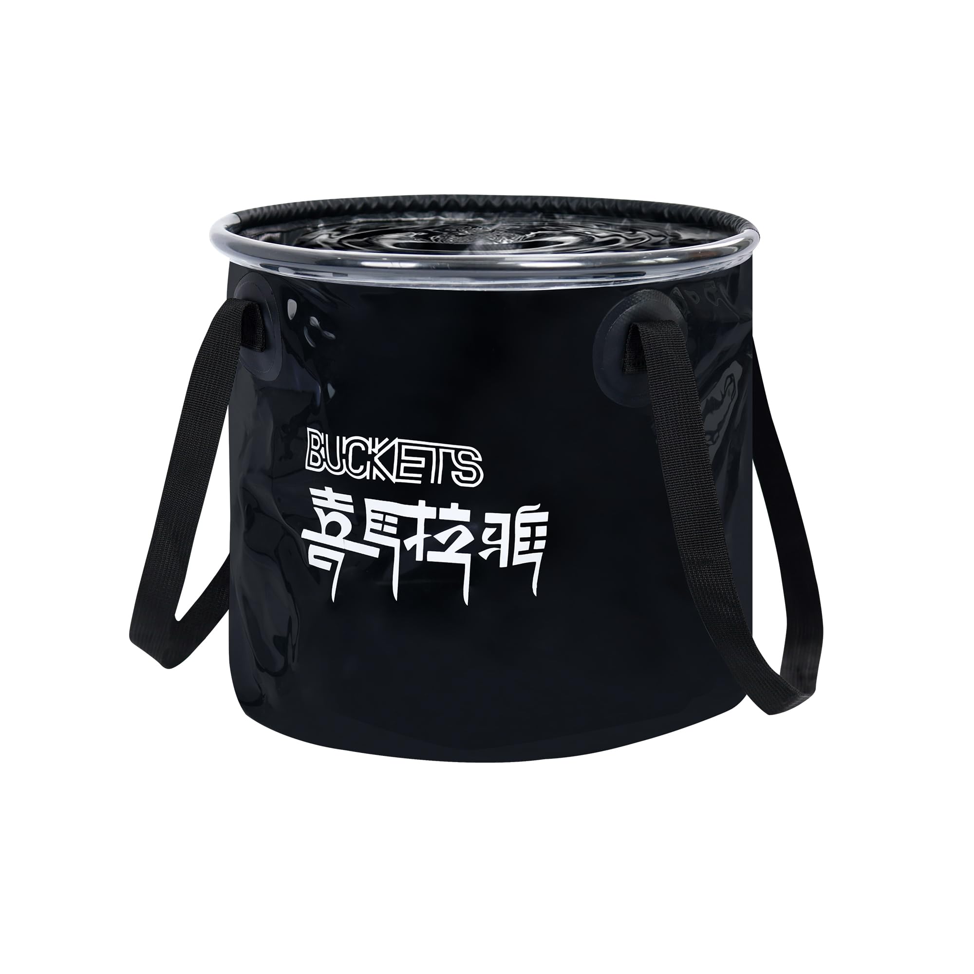 Collapsible Bucket, 22L Folding Bucket Wash Basin Bags with Handle, Khaki Transparent Portable Water Container 5.8 Gallon Camping Fishing Hiking