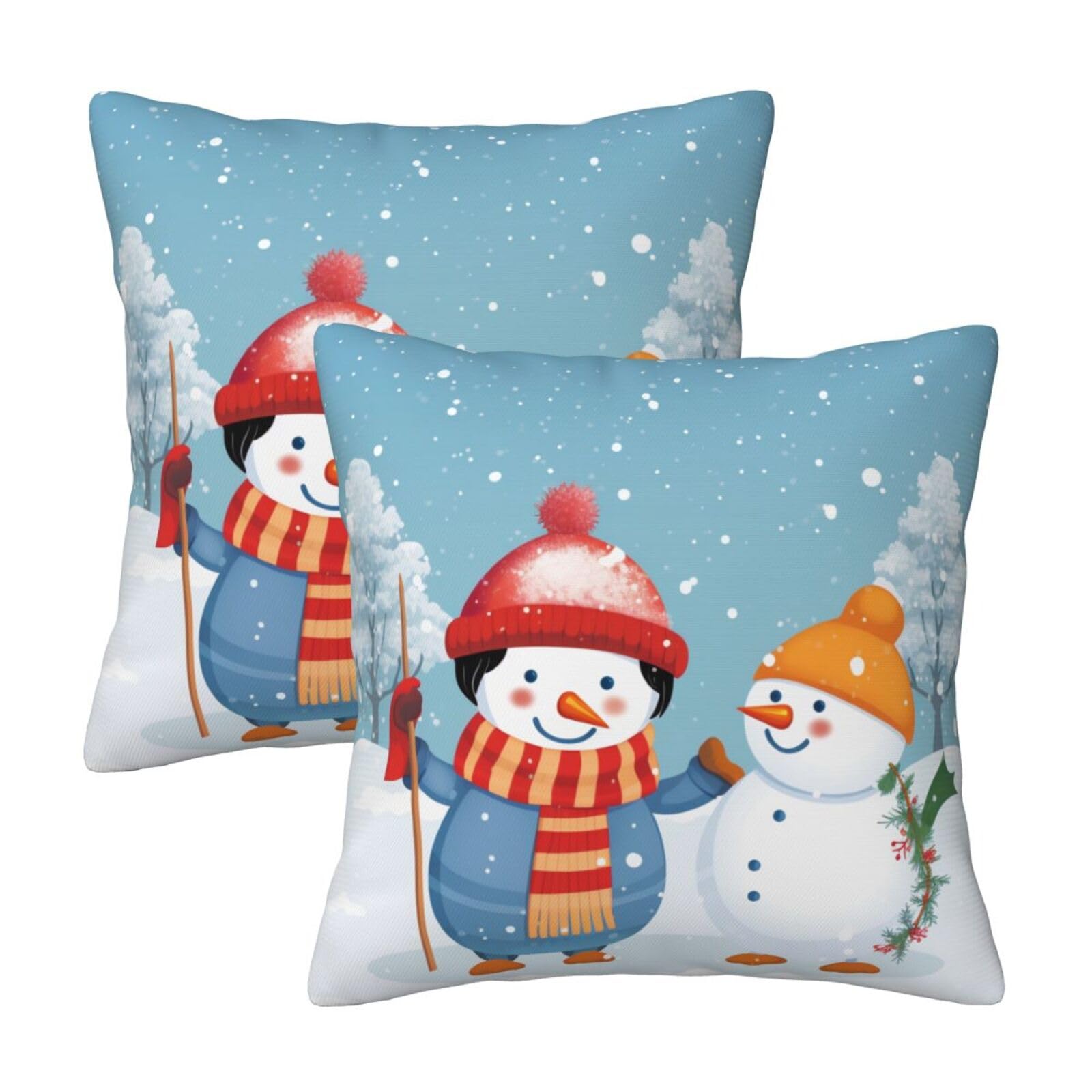Merry Christmas Throw Pillow Cases 2 Pack Square Pillowcases Soft Pillow Protectors for Couch Livingroom Sofa Bed Office Car,30x30 CM