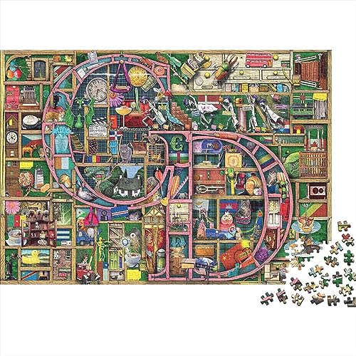 Puzzle 1000 pièces bois anti-stress avec lettres cachées pour stimuler l'esprit