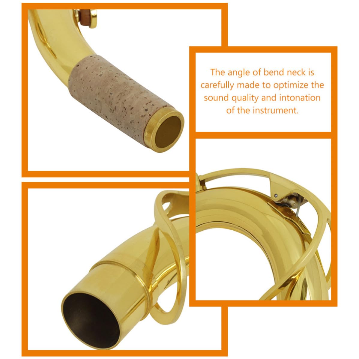 Hemobllo Collo Confortevole e Tenore per Ottone Sassofono in 27,5mm Argentato Curvo Oro, Sostituzione Resistente Posizione di Gioco per Strumenti Musicali