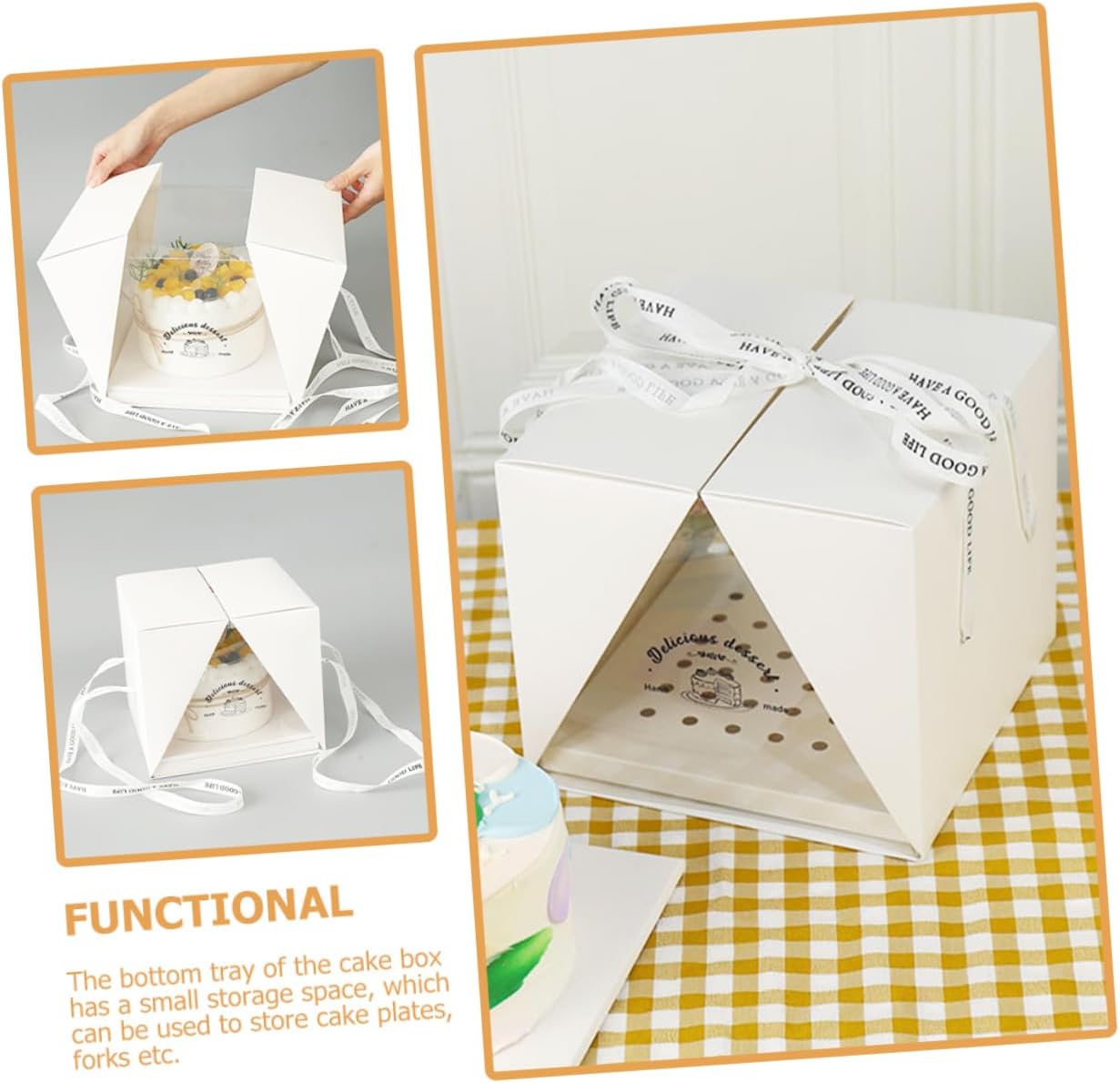 CHILDWEET 8 Inch Cake Box Plastic Carrier for Parties and Weddings