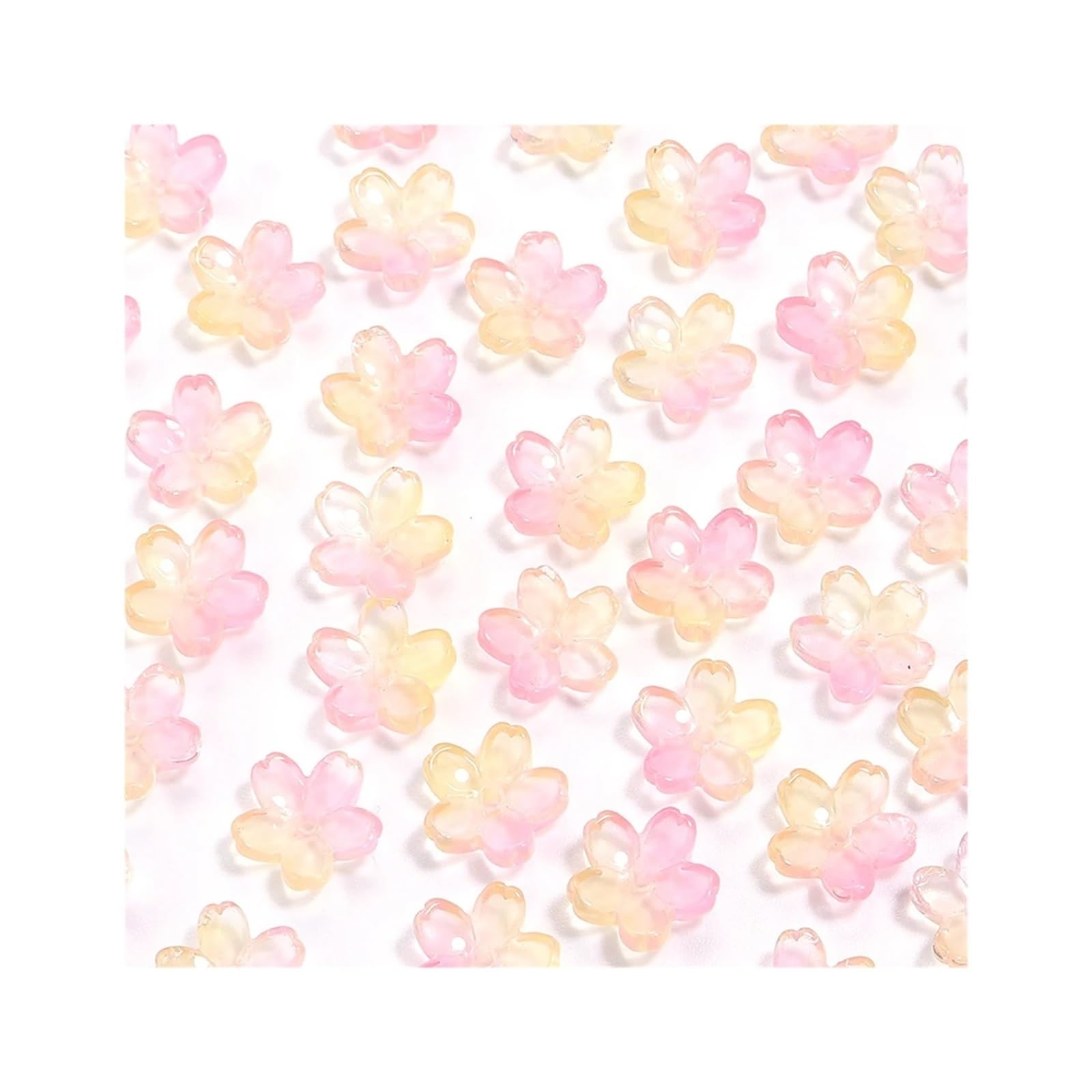 Cuentas de flores 500/1000 cuentas sueltas de cristal degradado de 10,5 mm para hacer joyas, pulseras, collares, aretes, accesorios (rosa amarillo, 1000 unidades)