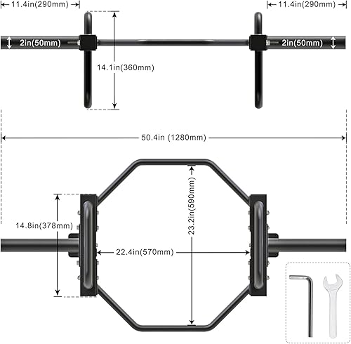 Miniatura 7 de SELEWARE Barra hexagonal para pesos muertos, sentadillas, granjeros, barra de agarre múltiple, barra suiza, barra de fútbol americano