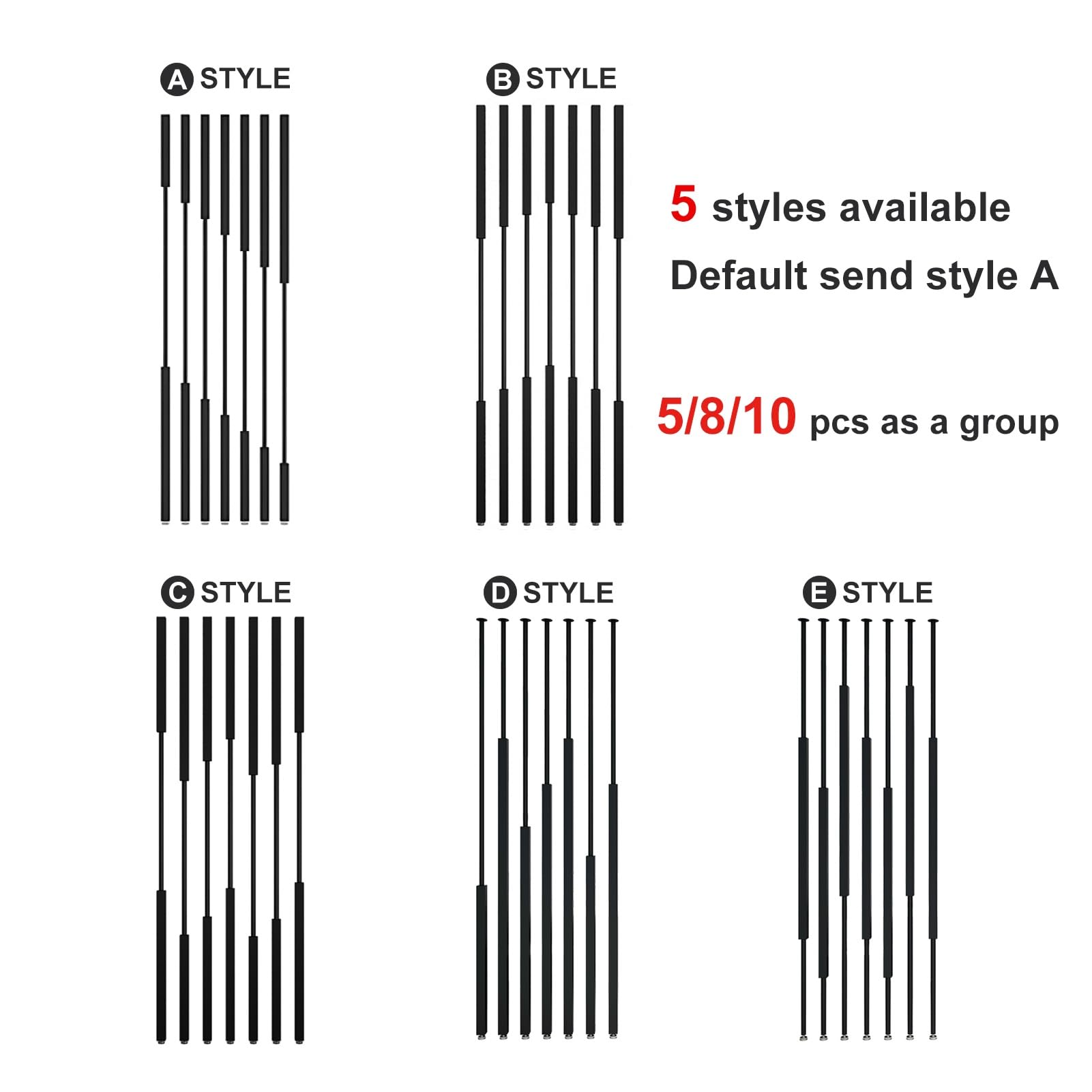Juego de separadores de ambientes de 215, 225, 235 y 245 cm, de Hierro Forjado, para Interiores, de Suelo a Techo, para Dormitorio, Estudio, etc.(5pcs,195cm/77in)