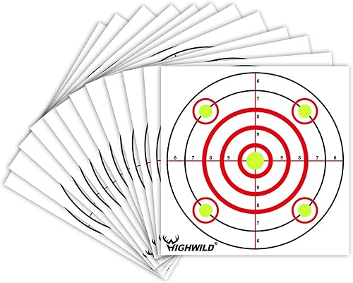 Highwild Objetivos de papel de disparo Bullseye - para rifle de airepistola de aire comprimido para práctica de balas trampas - 11 x 11 pulgadas,